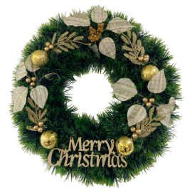 COURONNE DE NOËL VERTE AVEC MESSAGE MERRY CHRISTMAS
