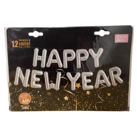 BALLON EN FOIL HAPPY NEW YEAR ARGENTÉ