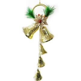 CLOCHE DE NOËL DORÉE DÉCORATIVE POUR SAPIN OU TABLE DE FÊTE