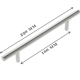 TIRETTE DE MEUBLE CIGARE EN ACIER INOXYDABLE FINITION ARGENTÉE 220 MM