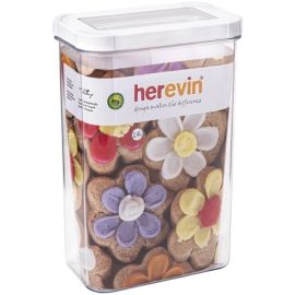 BOÎTE À GÂTEAU EN PLASTIQUE TRANSPARENT DE 2,5 LITRES AVEC COUVERCLE BLANC HEREVIN