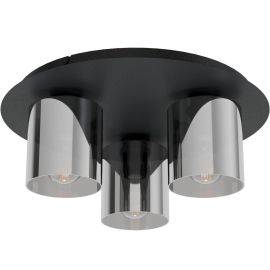 PLAFONNIER EN ACIER NOIR E27 ET VERRE FUMÉ TRANSPARENT GOROSIBA 1 EGLO