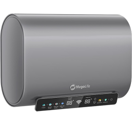 CHAUFFE-EAU ÉLECTRIQUE HORIZONTAL SLIM SILVER MEGALIFE 60 LITRES AVEC WIFI ET ÉCRAN TACTILE