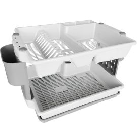 ÉGOUTTOIR À VAISSELLE XL BASTA À DEUX NIVEAUX AVEC PORTE-COUVERTS ET PLATEAU D'ÉGOUTTAGE