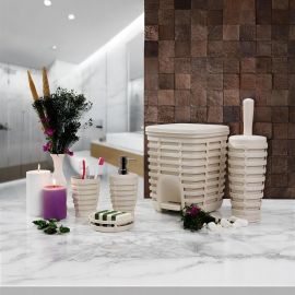 ENSEMBLE DE SALLE DE BAIN 5 PIÈCES PALM BEIGE