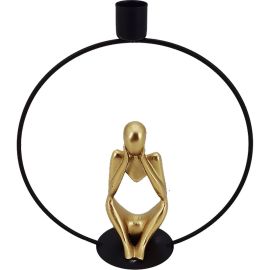 BOUGEOIR CERCLE AVEC SILHOUETTE 20X7.3X22 CM EN MÉTAL