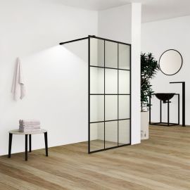 PAROI DE DOUCHE ITALIENNE 100X195 CM NOIR EN VERRE TREMPÉ