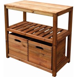 TABLE DE PRÉPARATION EN BOIS TERO AVEC RANGEMENTS POUR JARDINAGE 91X45X90 CM