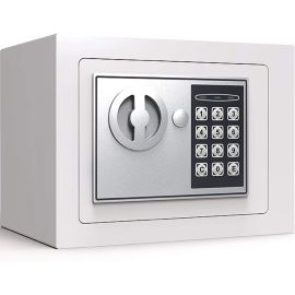COFFRE-FORT ÉLECTRONIQUE MINI 17X23X17 CM BLANC SÉCURISÉ AVEC DOUBLE SERRURE FERRI