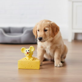 JOUET SOURIS AVEC FROMAGE EN LATEX POUR CHIEN 8 CM