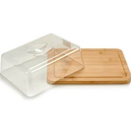 CLOCHE À FROMAGE RECTANGULAIRE EN BAMBOU AVEC DÔME TRANSPARENT