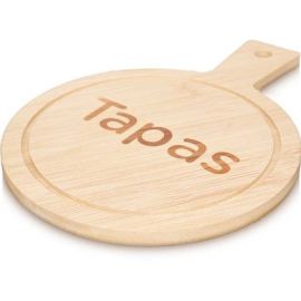 PLANCHE RONDE EN BAMBOU AVEC SURFACE EN ARDOISE POUR TAPAS ET PRÉSENTATION