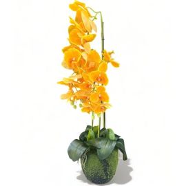 PLANTE ARTIFICIELLE ORCHIDÉE JAUNE HAUTEUR 74 CM