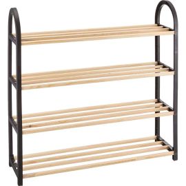 ÉTAGÈRE À CHAUSSURES EN BOIS MASSIF À 4 NIVEAUX AVEC PIEDS EN PLASTIQUE