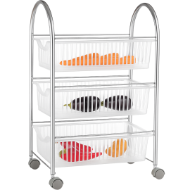 CHARIOT DE CUISINE À 3 NIVEAUX AVEC ROULETTES DESIGN MODERNE