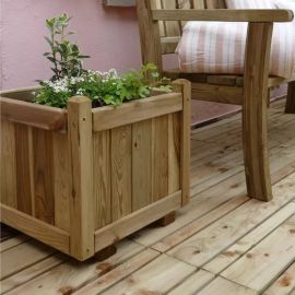 BAC À FLEURS CARRÉ EN BOIS TRAITÉ VENDÔME 52 LITRES 46 X 46 X 44 CENTIMÈTRES