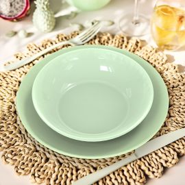 ASSIETTE PLATE EN VERRE OPALE TREMPÉ VERT PARADISE VERDE 25 CM LUMINARC
