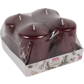 SET DE 4 BOUGIES BLOCS ÉMOUSSÉES ROUGES BORDEAUX 10 CM PROFISSIMO