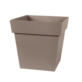 POT DE FLEURS CARRÉ EN POLYPROPYLÈNE 32 CM TAUPE