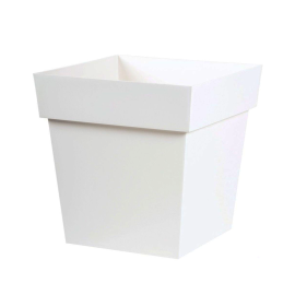 POT CARRÉ TOSCANE 32 CM BLANC EN POLYPROPYLÈNE RÉSISTANT