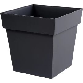 POT DE FLEURS CARRÉ TOSCANE 39 CM 38 LITRES EN POLYPROPYLÈNE GRIS ANTHRACITE EDA