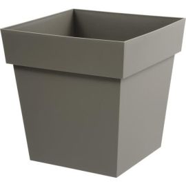 POT DE FLEURS CARRÉ TOSCANE 39 CM 38 LITRES EN POLYPROPYLÈNE COULEUR TAUPE EDA
