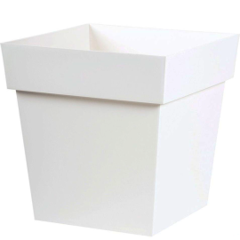 POT DE FLEURS CARRÉ BAS TOSCANE 39 CM 38L BLANC EN POLYPROPYLÈNE EDA