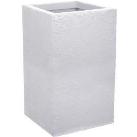 POT CARRÉ HAUT EN POLYPROPYLÈNE GRAPHIT UP 29,5 CM BLANC CÉRUSÉ 36 L EDA