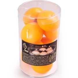 PACK DE 10 BOUGIES FLOTTANTES ORANGE EN CIRE 4,5 CM