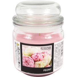 BOUGIE PARFUMÉE EN VERRE AVEC COUVERCLE PARFUM PIVOINE COULEUR ROSE 12 CM GALA