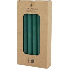 LOT DE 12 BOUGIES LONGUES TINY EN CIRE VERT FONCÉ 14 CM