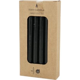 LOT DE 12 BOUGIES LONGUES TINY EN CIRE NOIRE 14 CM