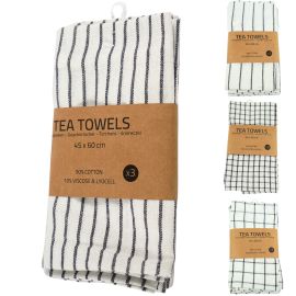 LOT DE 3 TORCHONS DE CUISINE 45X60 CM EN COTON, VISCOSE ET LYOCELL