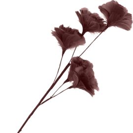 BRANCHE ARTIFICIELLE AVEC FLEURS EN PLUMES ET SOIE MARRON 85 CM