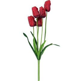 FLEUR ARTIFICIELLE TULIPE ROUGE 58 CM AVEC TIGE ET FEUILLES RÉALISTIQUES