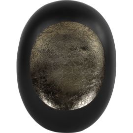 PHOTOPHORE OEUF EN MÉTAL NOIR MAT ET LAITON 33 CM