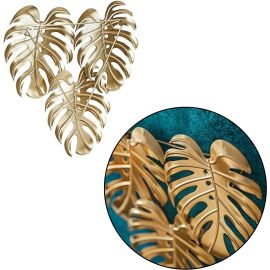 DÉCORATION MURALE FEUILLE MONSTERA EN MÉTAL DORÉ 42 CM