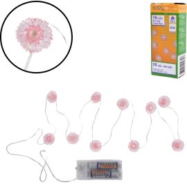 GUIRLANDE LUMINEUSE FLEURS ROSES 10 LED 120 CM DÉCORATION INTÉRIEURE IP20