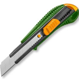 COUTEAU À LAME AMOVIBLE 18 MM X 100 MM AVEC BOUTON-POUSSOIR JADEVER