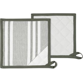 SET DE 2 MANIQUES DE CUISINE EN COTON CHAUMONT NATUREL 20X20 CM ET 23X23 CM