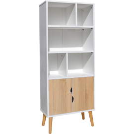 BIBLIOTHÈQUE NEWTON EN BOIS AVEC 2 PORTES 60X30X150 CM