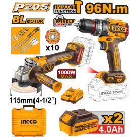 KIT COMBINÉ SANS FIL 3 PIÈCES INGCO PACK MEULEUSE PERCEUSE 60 NM ET SOUFFLEUR 20 VOLTS