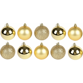 BOÎTE DE 10 BOULES DE NOËL DORÉES 6 CM POUR SAPIN ET DÉCORATION FESTIVE