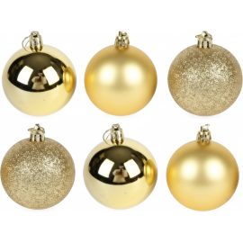 BOÎTE DE 6 BOULES DE NOËL DORÉES 7 CM POUR SAPIN ET DÉCORATION FESTIVE