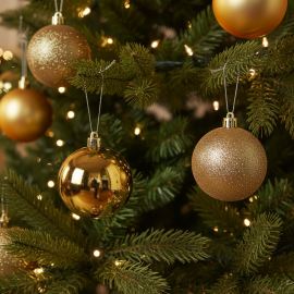 BOÎTE DE 12 BOULES DE NOËL DORÉES 4 CM POUR DÉCORATION DE SAPIN