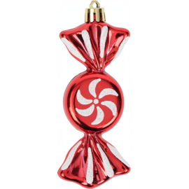 BOÎTE DE 6 GRANDES BOULES DE NOËL ROUGES EFFET BONBON DIAMÈTRE 10CM