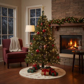 SAPIN DE NOËL ARTIFICIEL VERT 150 CM AVEC 375 BRANCHES ET PIED MÉTAL