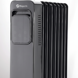 RADIATEUR À BAIN D’HUILE 11 ÉLÉMENTS AVEC ÉCRAN LCD 2500W NOIR MEGALIFE