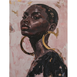 TABLEAU HANDMADE FEMME SUR TOILE AVEC CADRE DELUXE L60 X H90 CM