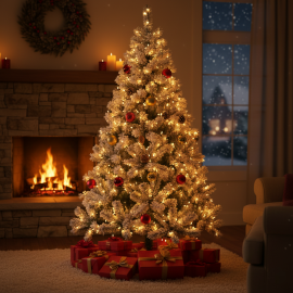 SAPIN DE NOËL LUXE ENNEIGÉ 1,80 M AVEC 600 BRANCHES